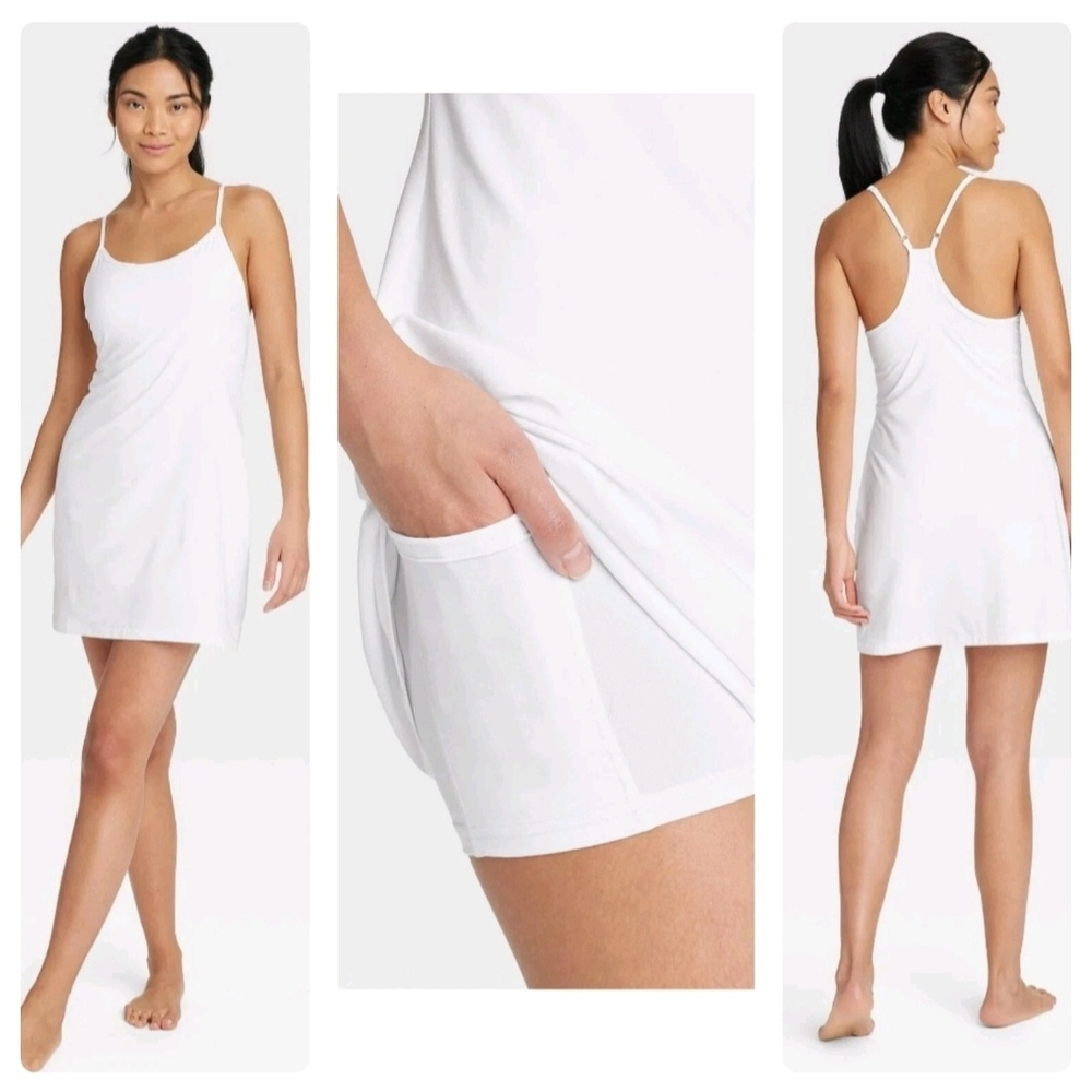 All in Motion Women's Flex Athletic Dress In Clean White NWT UPF 50 Adj Straps